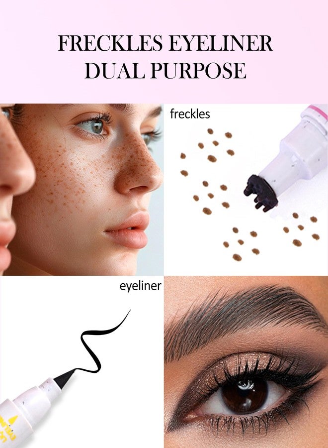 Erinde Waterproof Freckle Stamp Pen, Dual Ended Fake Freckle & Black Liquid Eyeliner, Long Lasting Quick Dry Faux Freckles Stamp Freck Pen for Natural Sunkissed Makeup, 03 Dark - Image 4